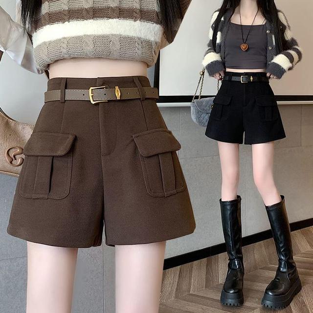 High Waist Plain Shorts Product Image