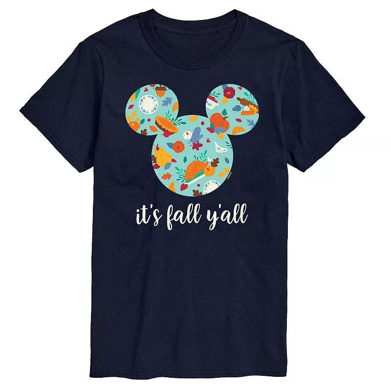 Disneys Mickey Mouse Big & Tall Its Fall Yall Tee, Mens Blue Product Image