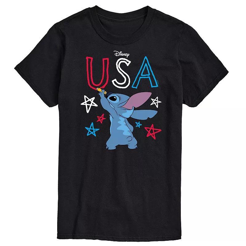 Disneys Big & Tall USA Stitch Drawing Graphic Tee, Mens Blue Product Image