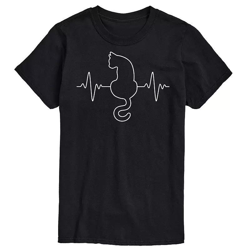 Big & Tall Cat Heart Beat Chart Graphic Tee, Mens Product Image