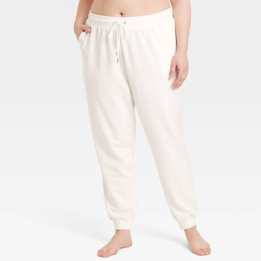 Womens Fleece Jogger Pants - Auden Cream 4X Product Image