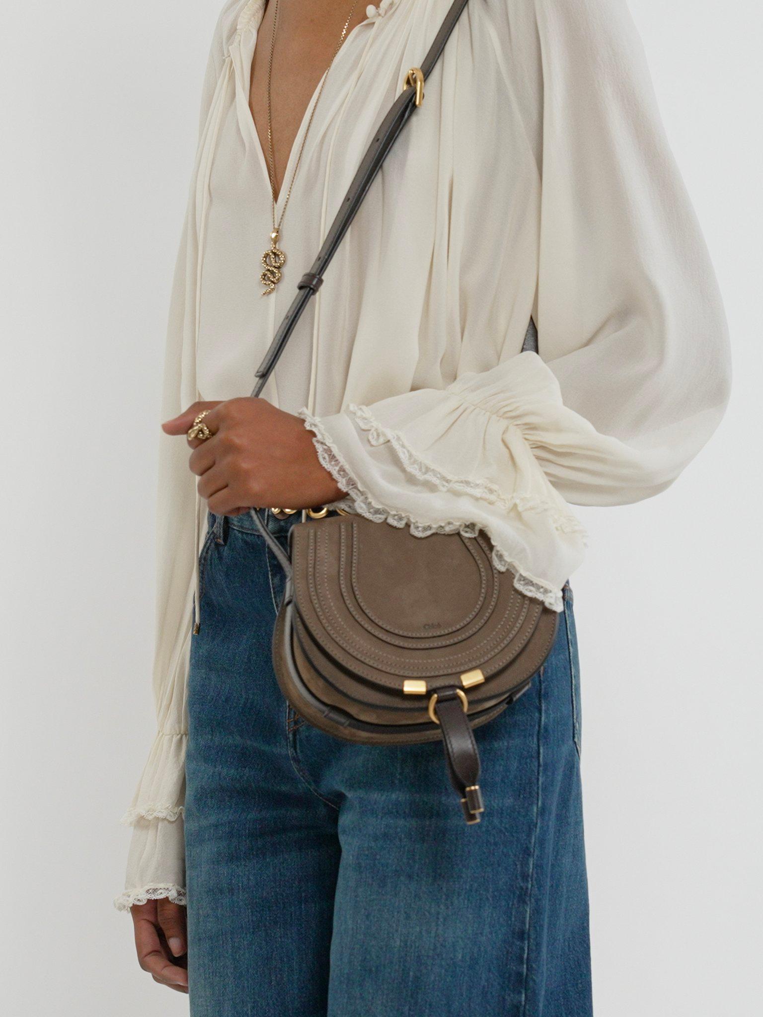 Small Marcie saddle bag in nubuck leather Product Image