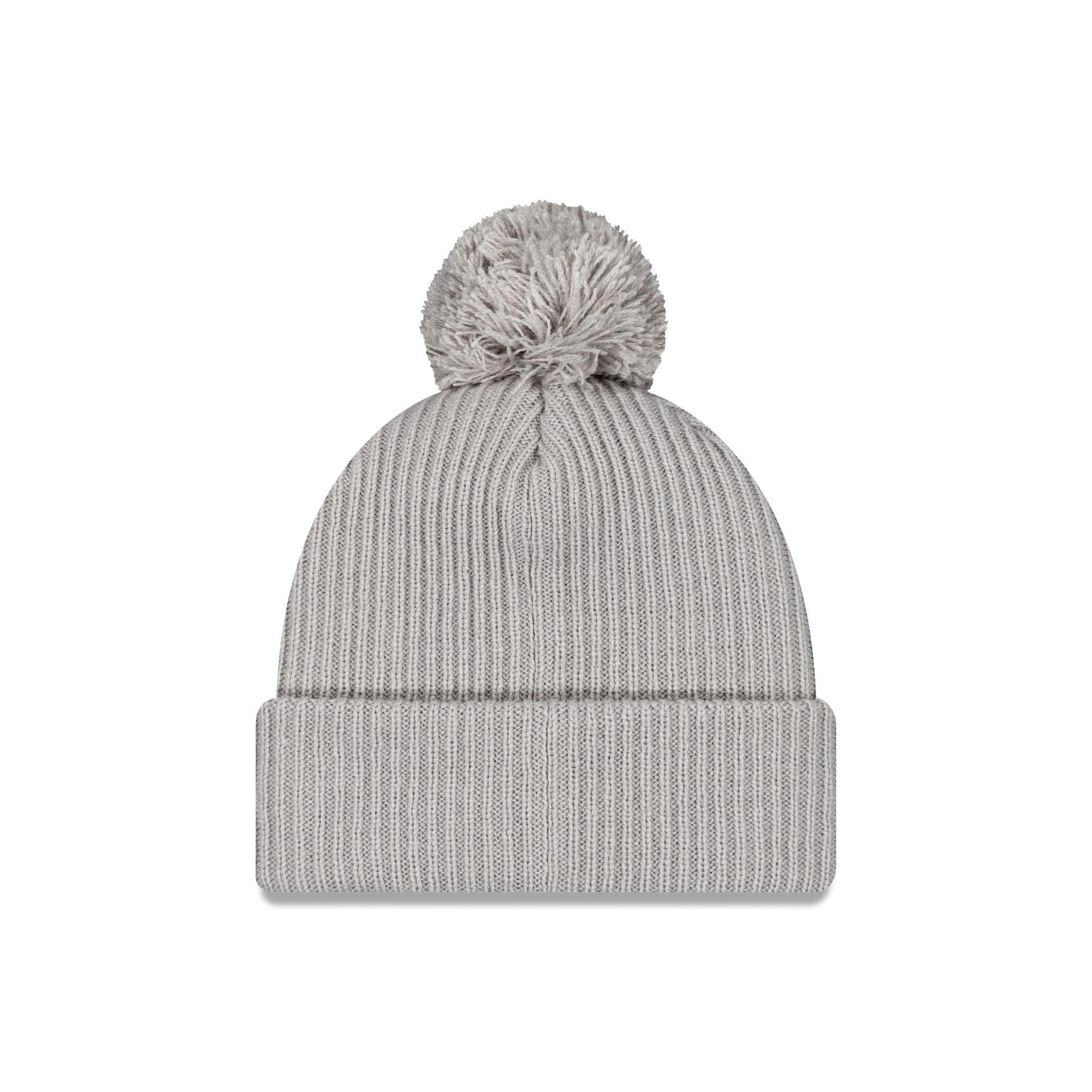 New Era Cap Gray Ribbed Pom Knit Hat Male Product Image