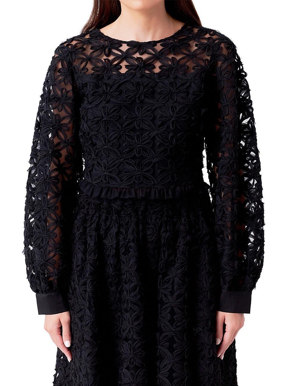 Womens Floral Lace Long Sleeve Top Product Image