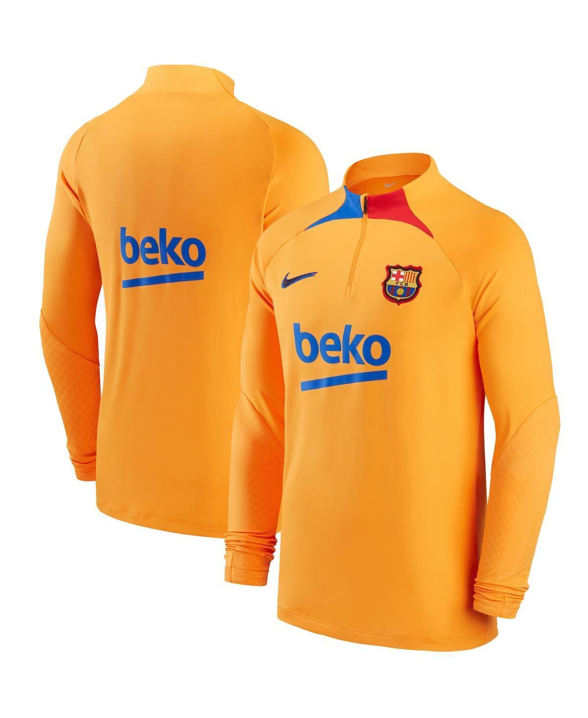 Mens Nike Orange Barcelona Strike Drill Raglan Quarter-Zip Long Sleeve Top Product Image