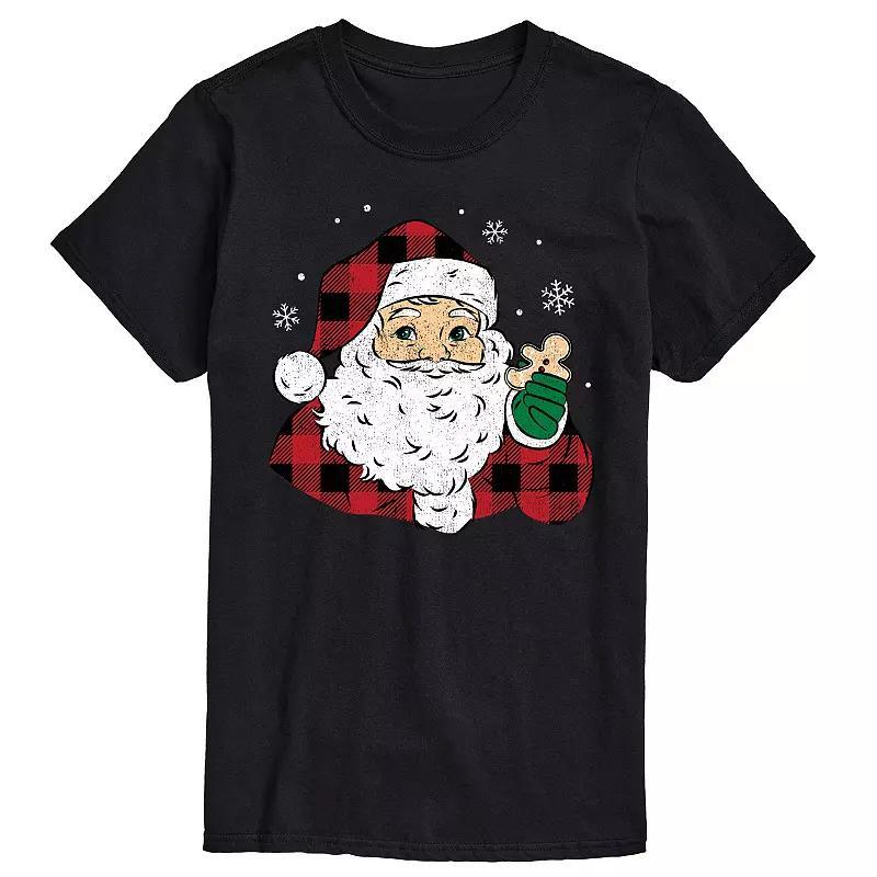 Mens Vintage Santa Plaid Cookie Graphic Tee Product Image