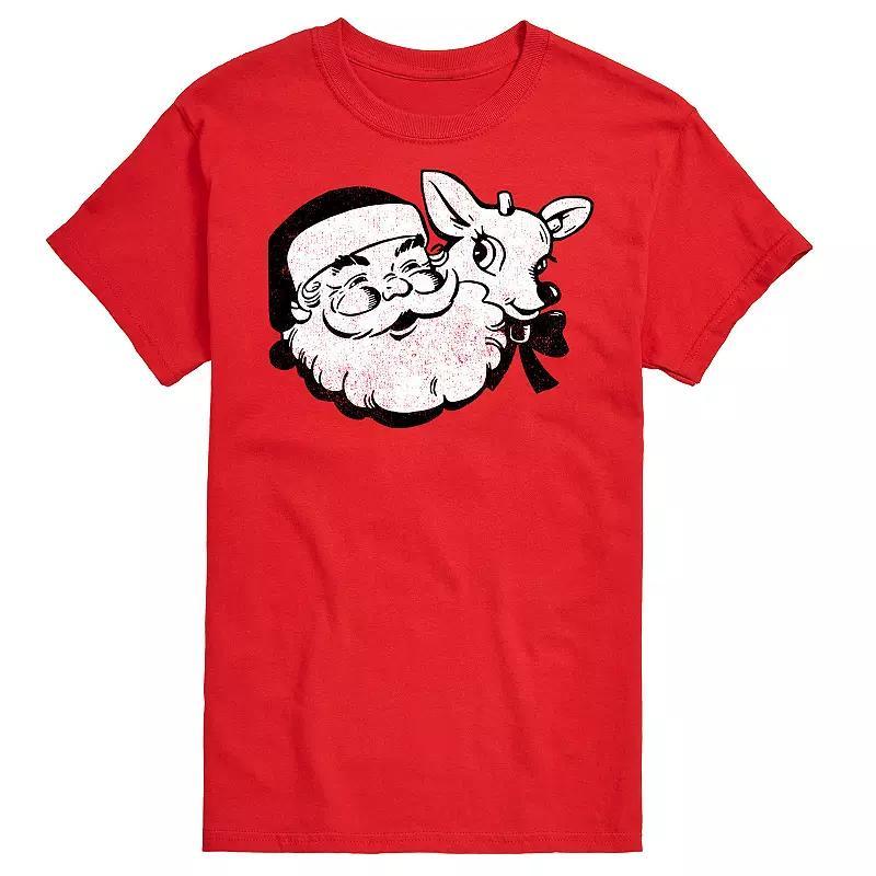 Big & Tall Santa and Reindeer Graphic Tee, Mens Product Image