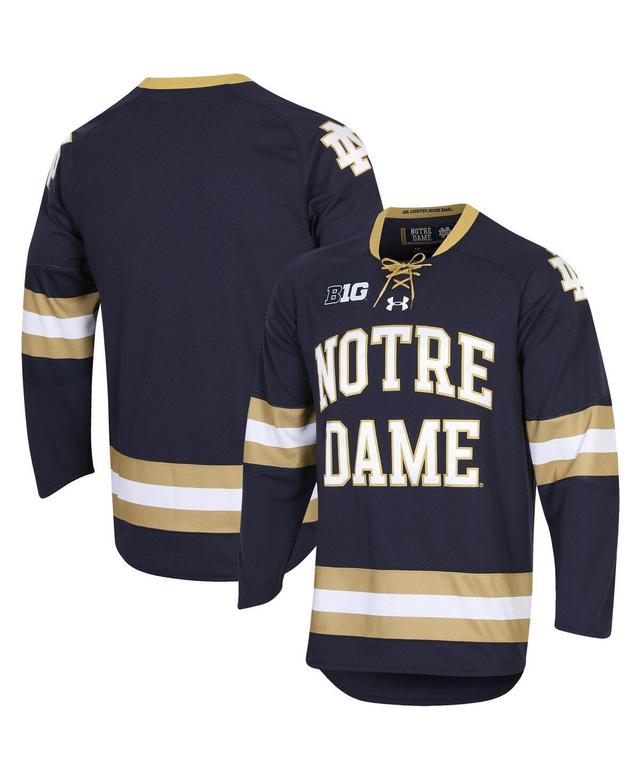 Mens Under Armour Notre Dame Fighting Irish UA Replica Hockey Jersey Blue Product Image