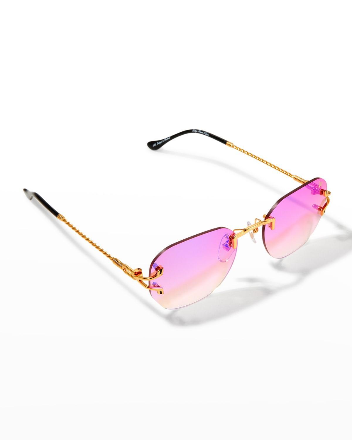 Mens V-Dcor Drill Mount Rimless Oval Sunglasses Product Image