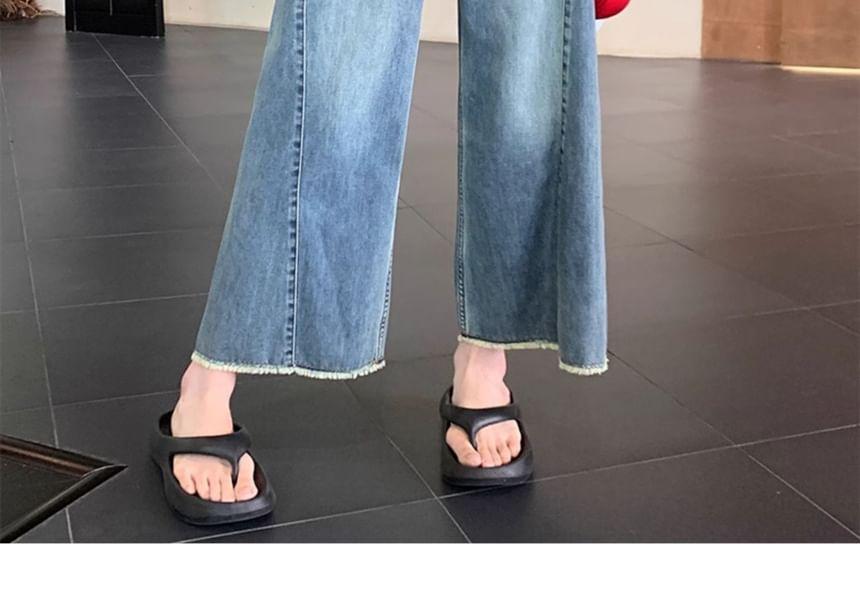 High Rise Washed Crop Wide Leg Jeans Product Image