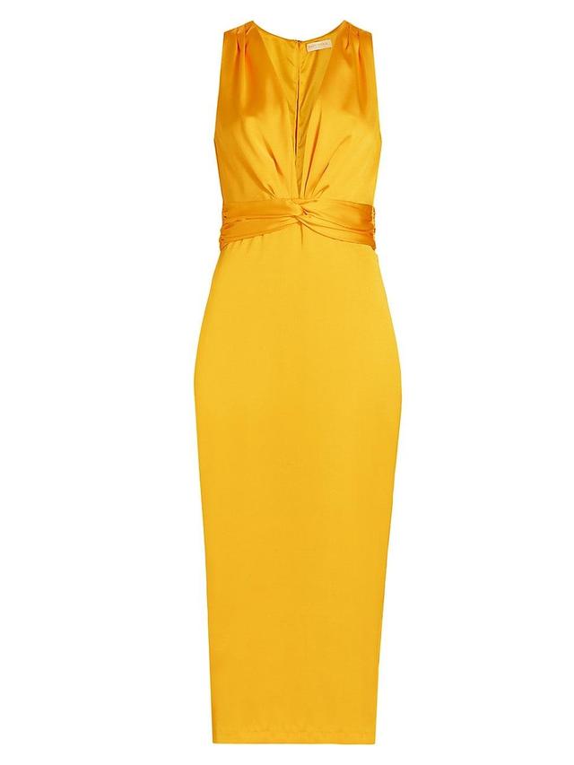 Womens Talon Satin Plunge Midi-Dress Product Image