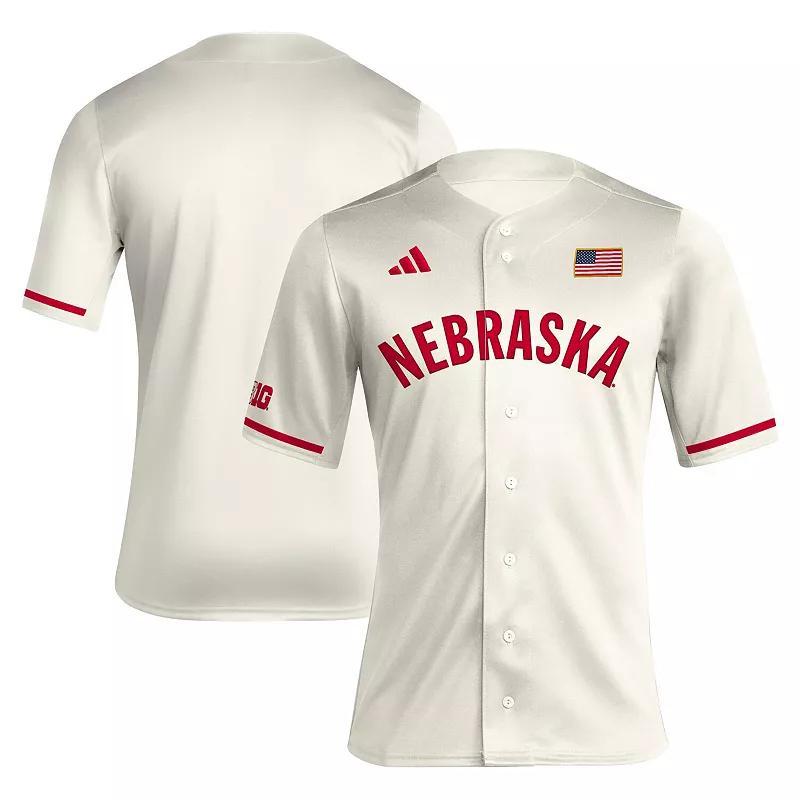 Mens adidas Cream Nebraska Huskers Replica Baseball Jersey - Cream Product Image