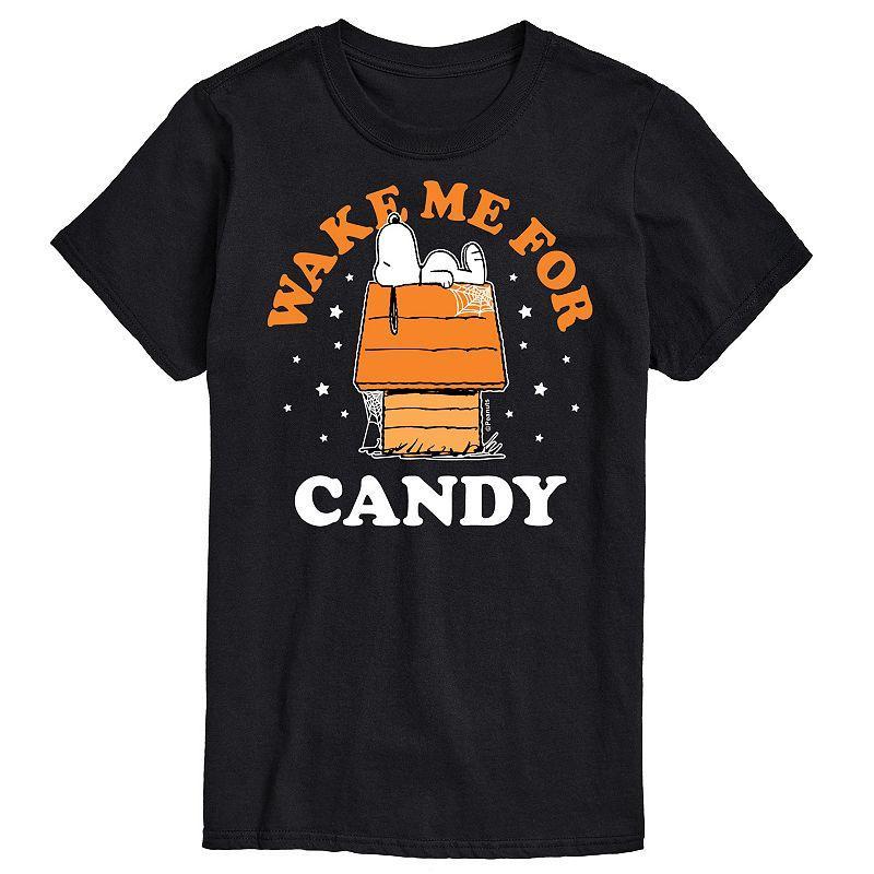 Big & Tall Peanuts Wake Me For Candy Tee, Mens Black Product Image