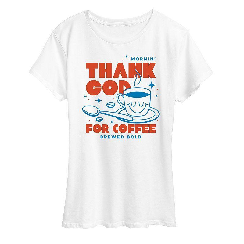 Womens Thank God for Coffee Graphic Tee White Product Image