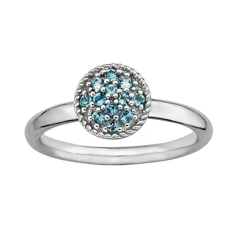 Stacks & Stones Sterling Silver Blue Topaz Cluster Stack Ring, Womens Grey Product Image