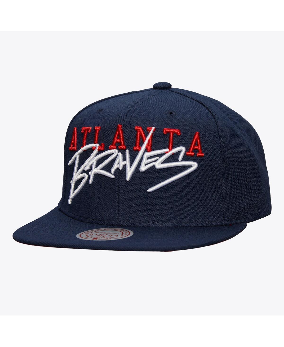 Mens Mitchell & Ness Atlanta Braves Team Tagged Snapback Hat, Blue Product Image