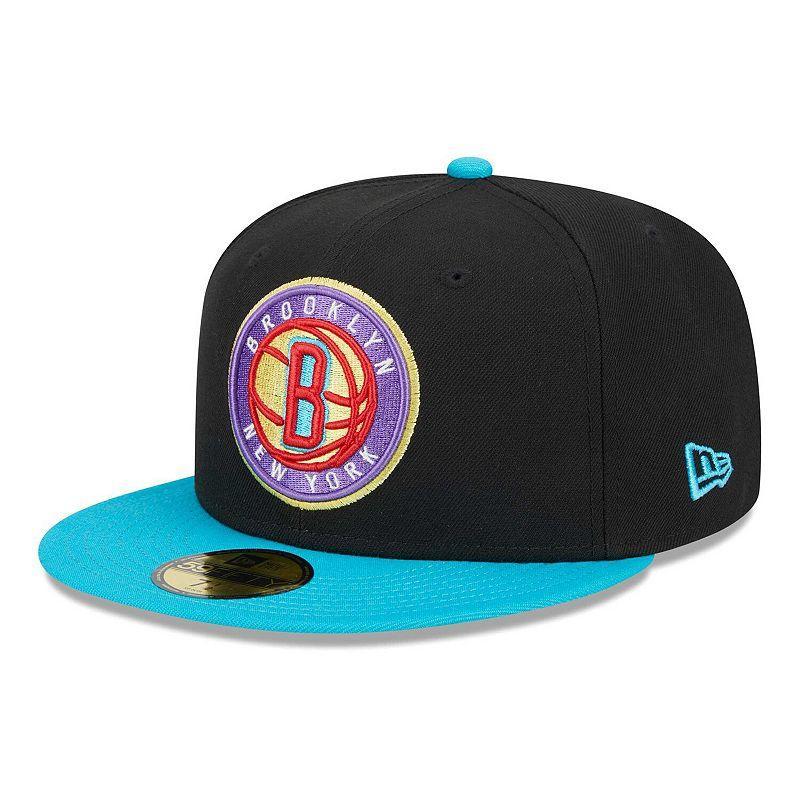 Mens New Era Black/Turquoise Brooklyn Nets Arcade Scheme 59FIFTY Fitted Hat Product Image