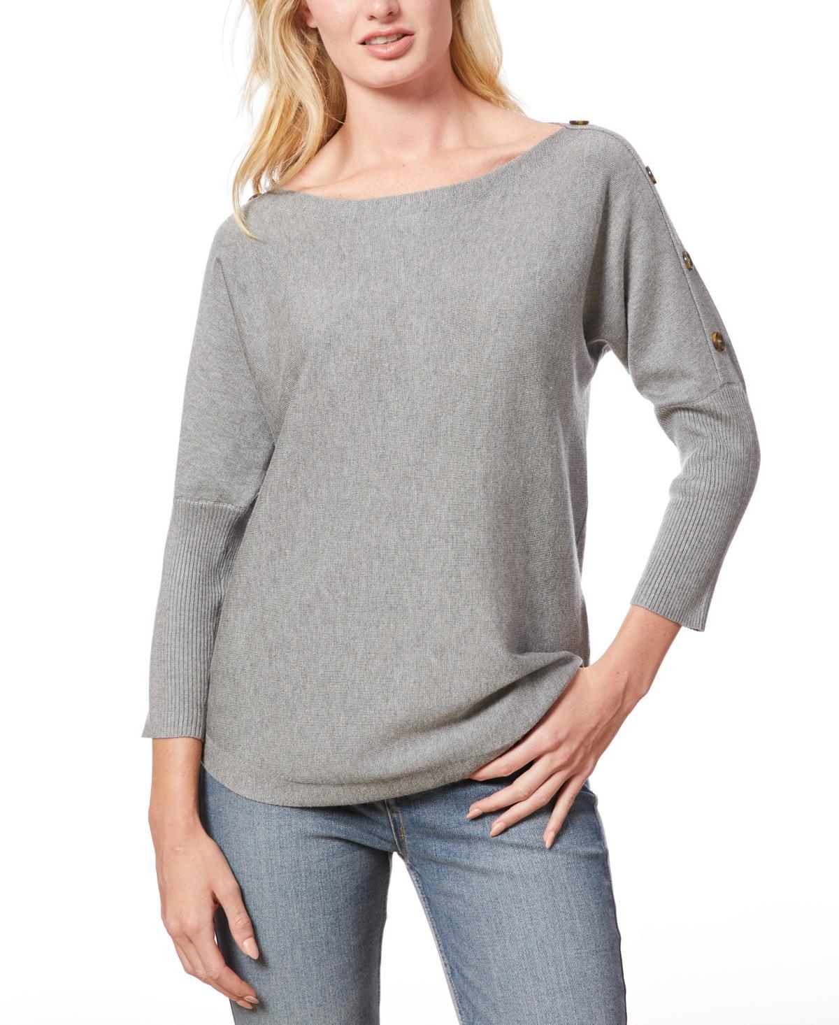 Melissa Paige Womens Dolman-Sleeve Buttoned-Sleeve Sweater Product Image