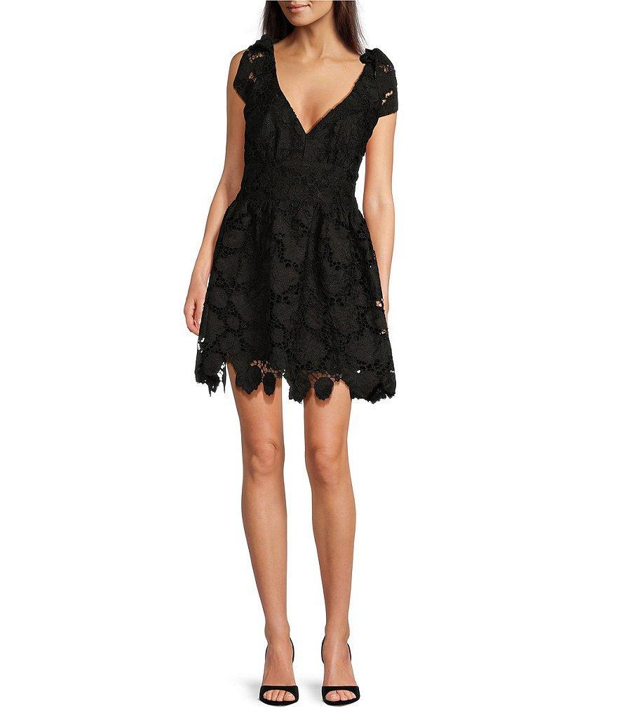 Layered With Love Lil Dixie Lace V-Neck Sleeveless Tie Shoulder Mini Dress product image