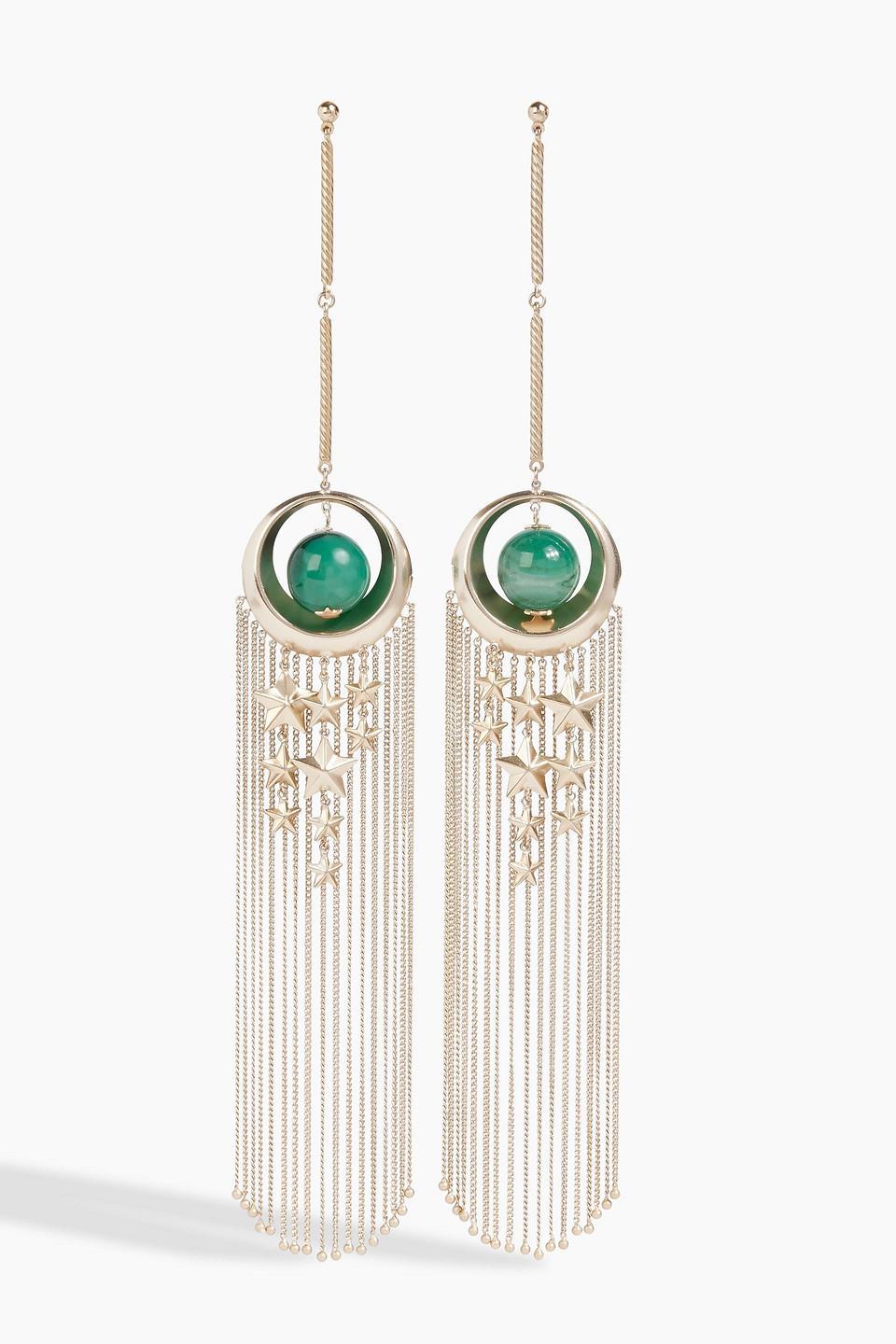 Gold-tone Agate Earrings In Emerald Product Image