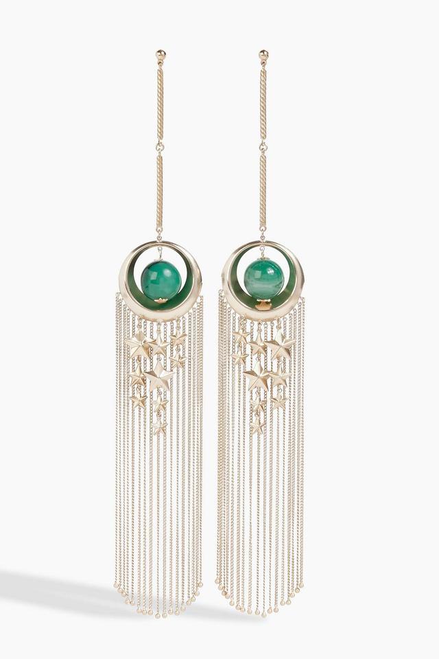 Gold-tone Agate Earrings In Emerald Product Image