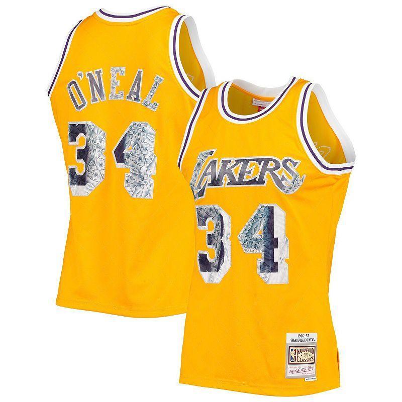 Mens Mitchell & Ness Shaquille ONeal Los Angeles Lakers 1996-97 Hardwood Classics NBA 75th Anniversary Diamond Swingman Jersey Product Image