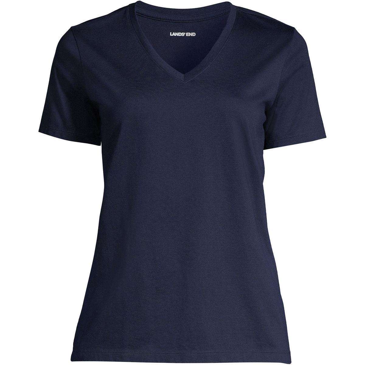 Lands End Womens Relaxed Supima Cotton Short Sleeve V-Neck T-Shirt Product Image