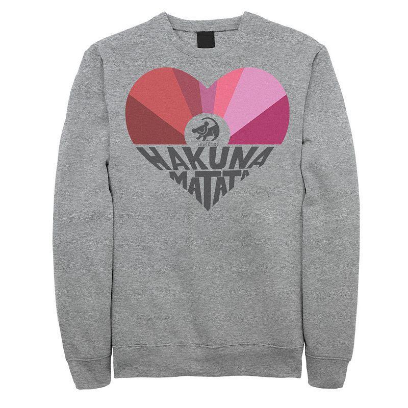 Disneys The Lion King Simba Mens Hakuna Matata Heart Sweatshirt Athletic Grey Product Image