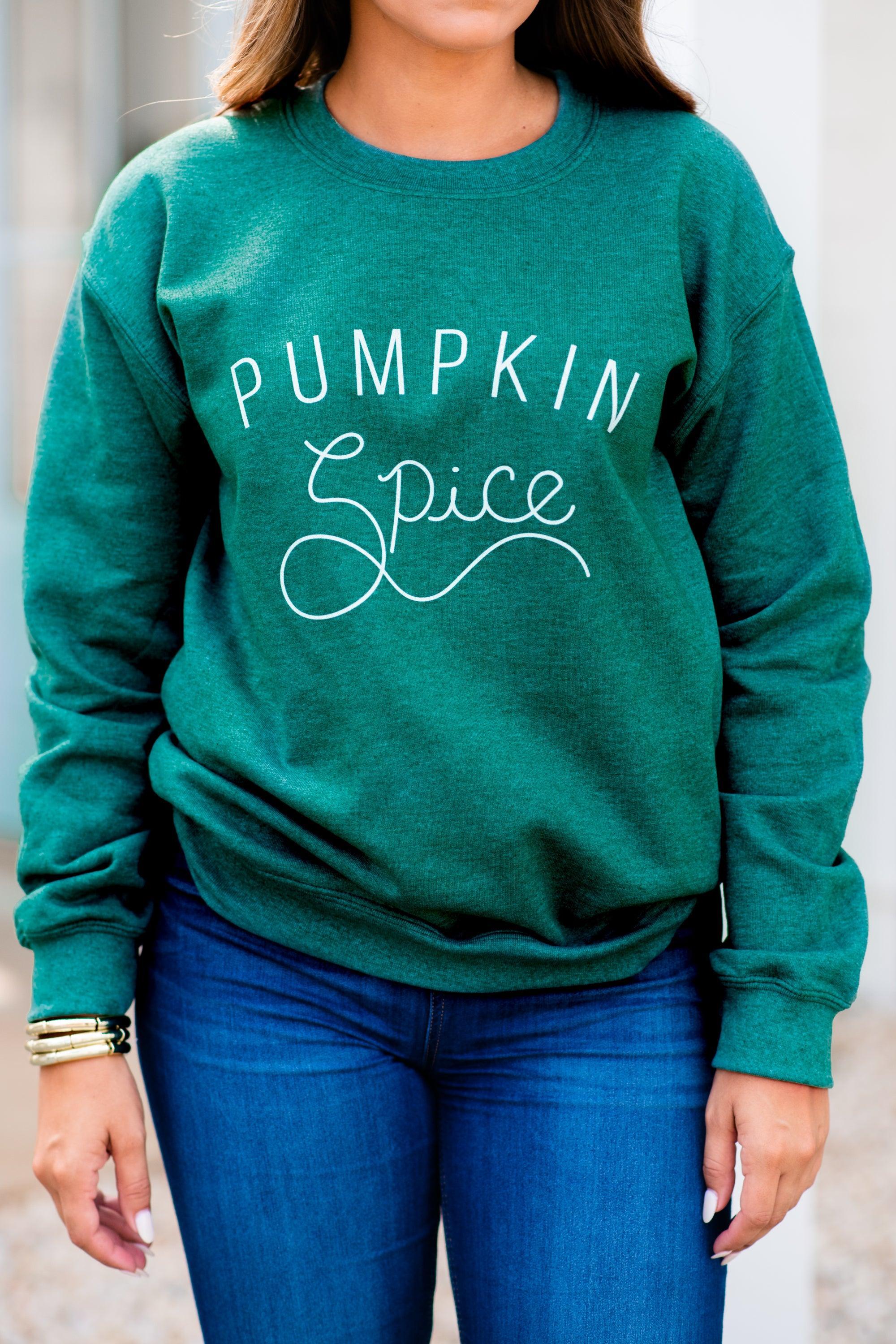 Pumpkin Spice Olive Green Graphic Sweatshirt Female Product Image