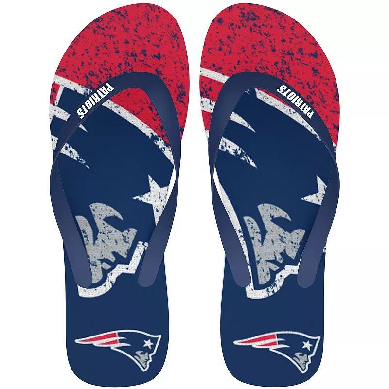 New England Patriots Big Logo Flip Flop Sandals, Womens Blue Product Image