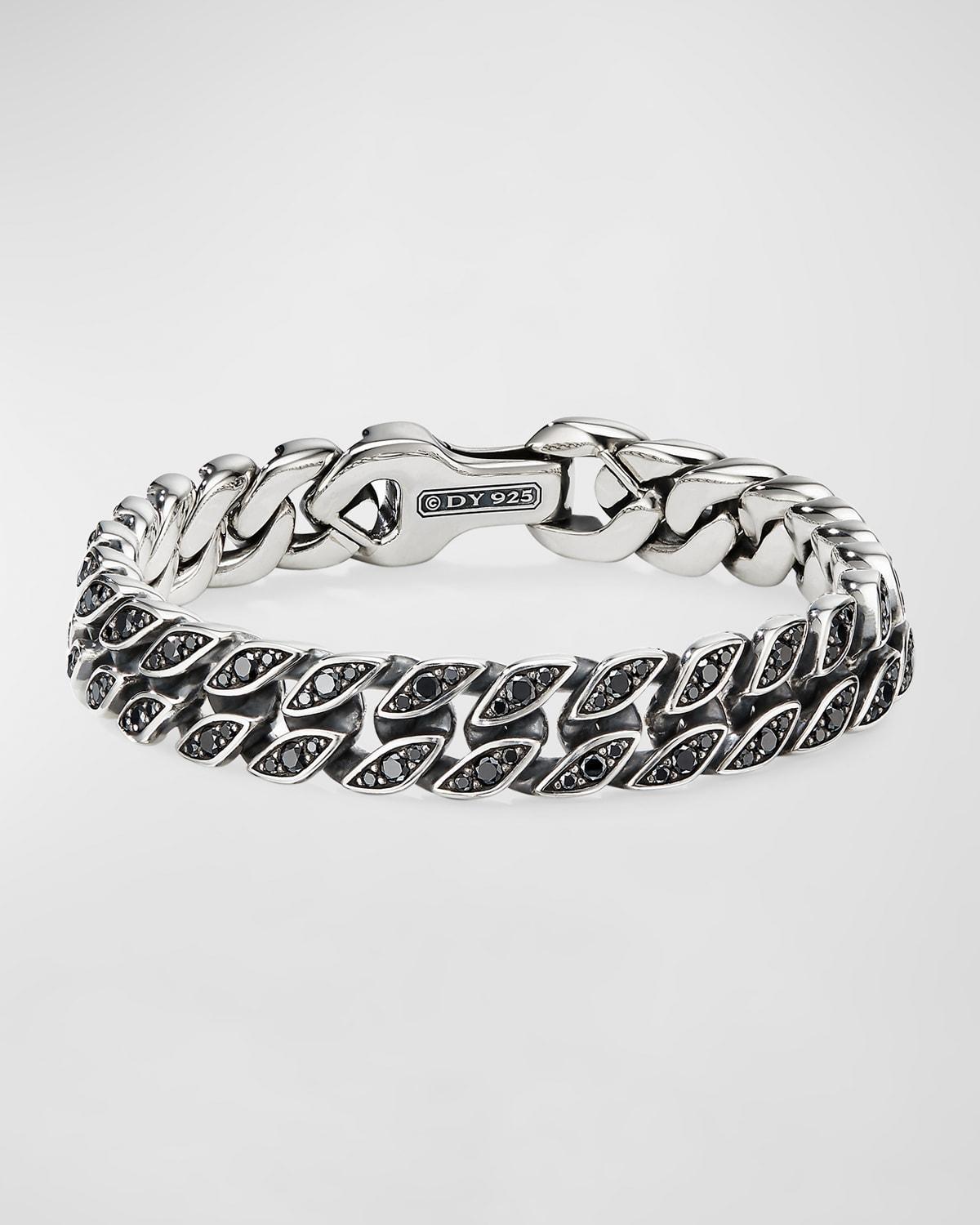 Mens Curb Chain Bracelet with Pav Black Diamonds Product Image