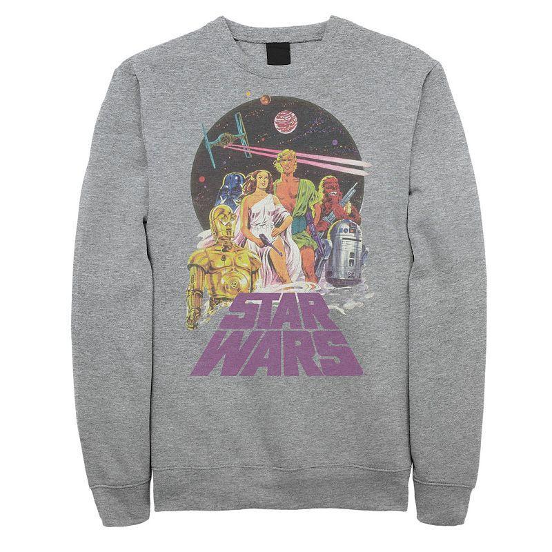 Big & Tall Star Wars Group Shot Battle Logo Sweatshirt, Mens Athletic Grey Product Image