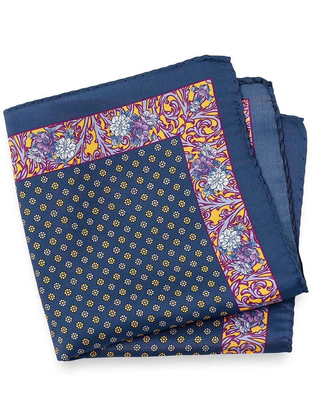 Floral Silk Pocket Square - Blue Multi Product Image