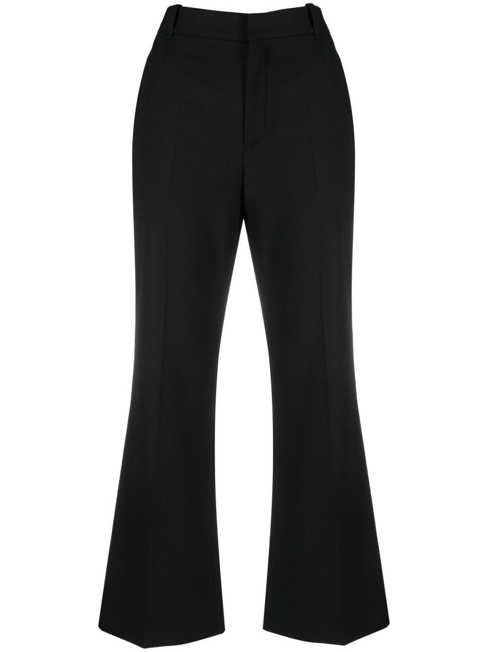 CHLOÉ Cropped Stretch-wool Flared Pants In Black Product Image