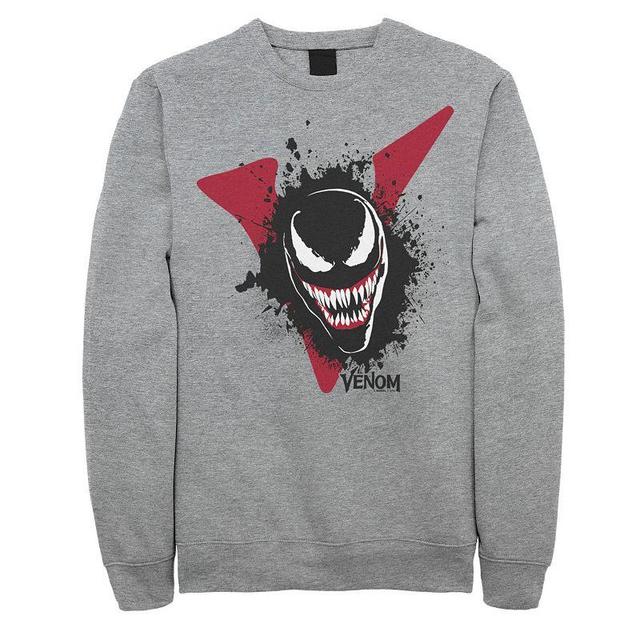 Mens Marvel Venom Big V Face Paint Splatter Graphic Fleece Pullover Athletic Grey Product Image