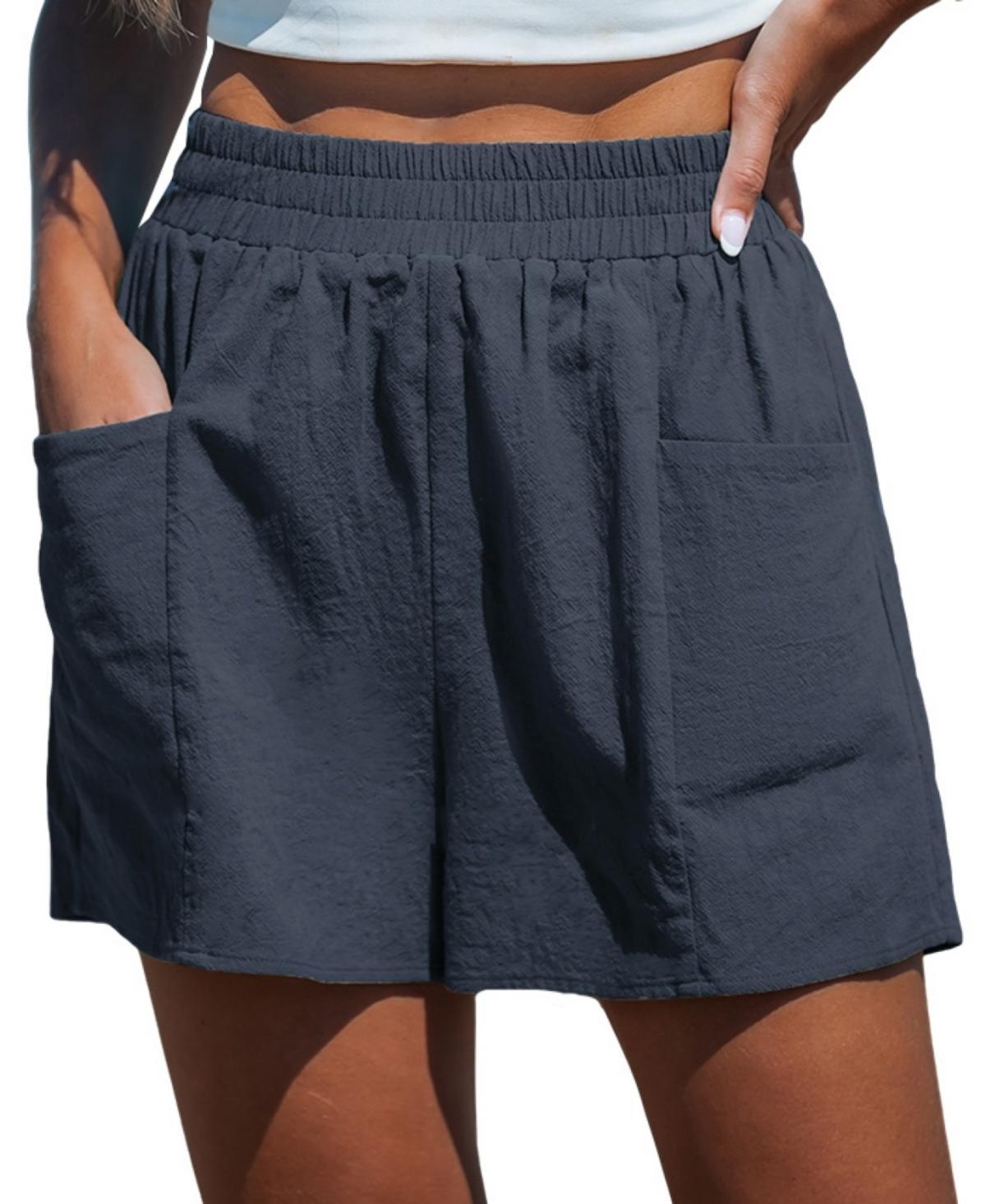 Cupshe Womens Navy Elastic Waist Loose Leg Shorts product image