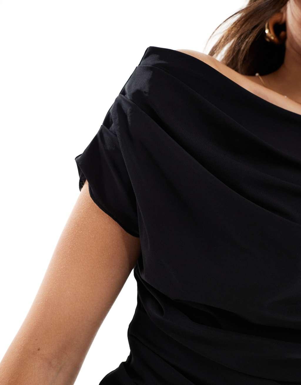 & Other Stories fitted top with drape detail in black Product Image