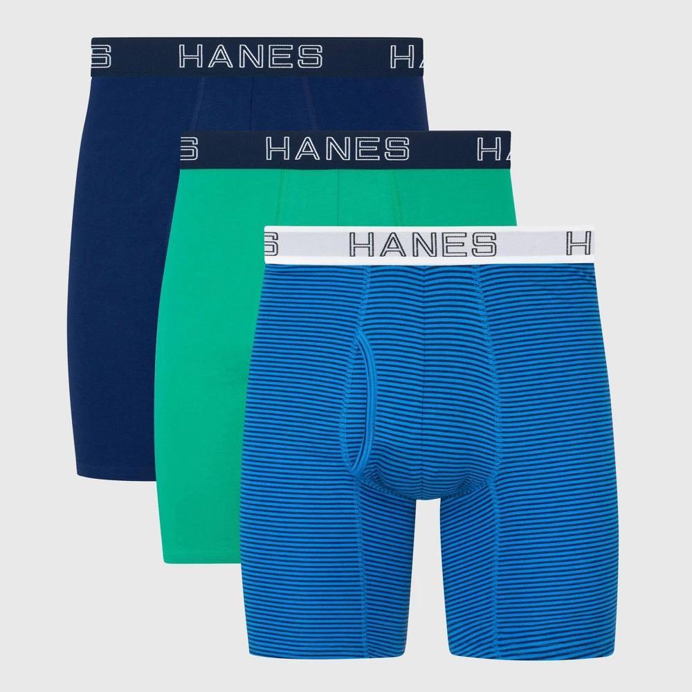 Hanes Premium Mens 3pk Comfort Flex Fit Boxer Briefs - Blue L Product Image