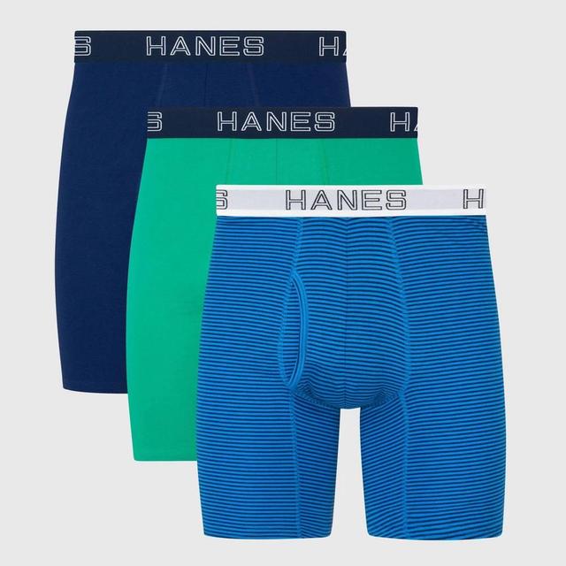 Hanes Premium Mens 3pk Comfort Flex Fit Boxer Briefs - Blue L Product Image