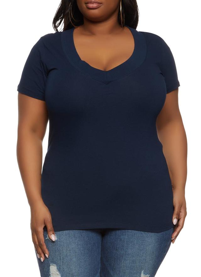 Womens Plus Size Basic V Neck Tee Product Image