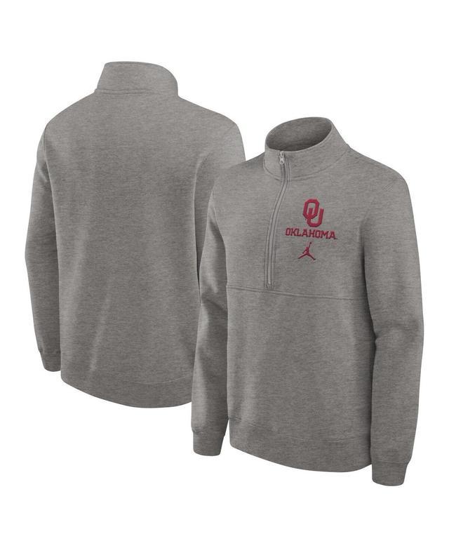 Jordan Mens Heather Gray Oklahoma Sooners Primetime Club Half-Zip Sweatshirt Product Image