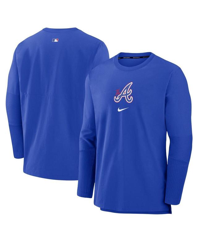 Nike Mens Royal Atlanta Braves Authentic Collection City Connect Player Tri-Blend Performance Pullover Jacket Product Image