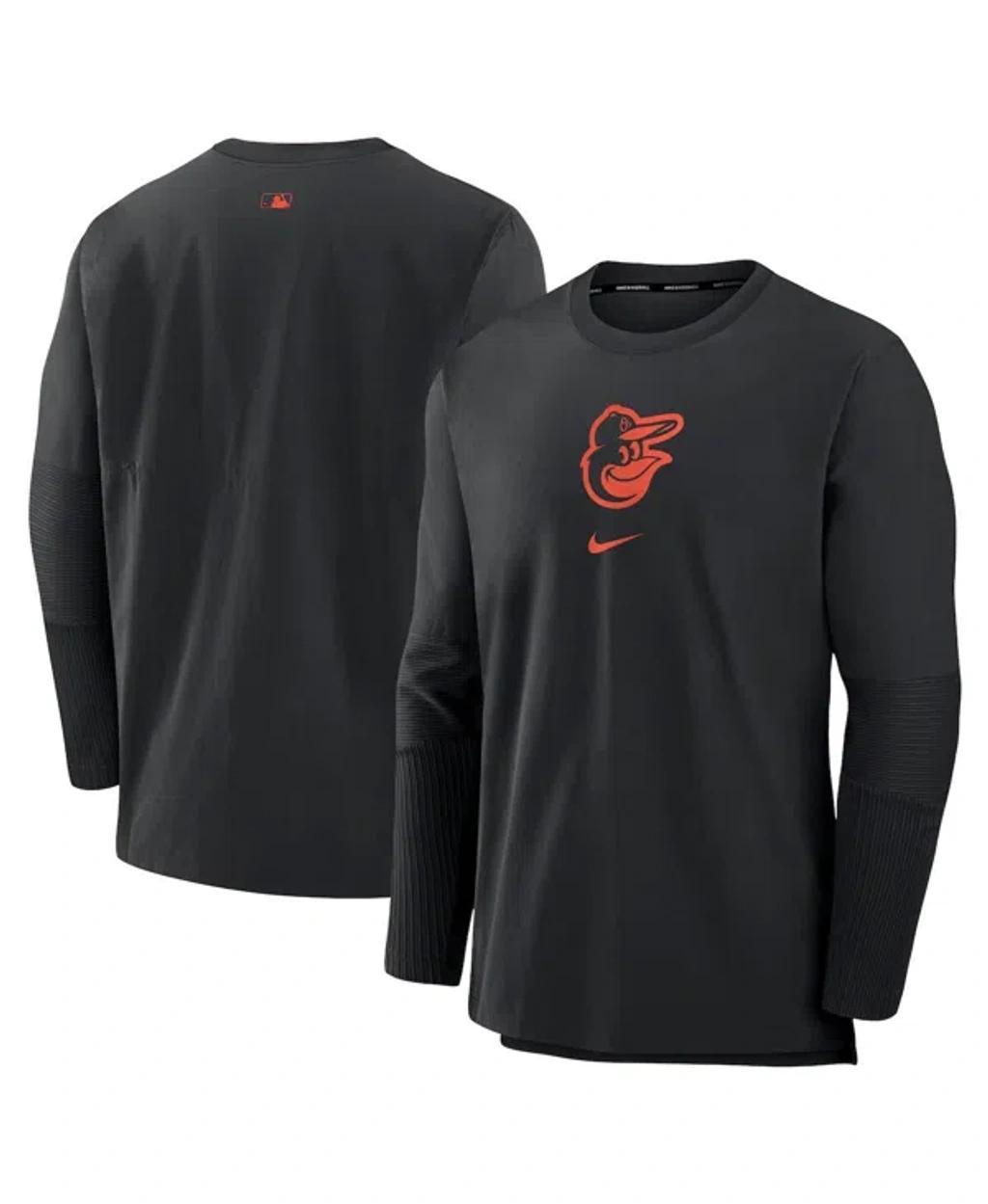 NIKE Men's Navy Atlanta Braves Authentic Collection Player Performance Pullover Sweatshirt Product Image