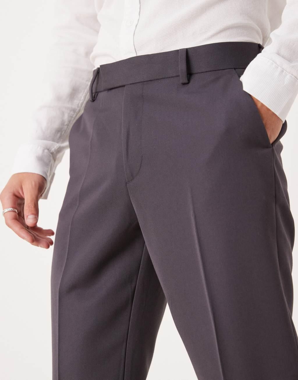 ASOS DESIGN smart slim fit pants in charcoal Product Image