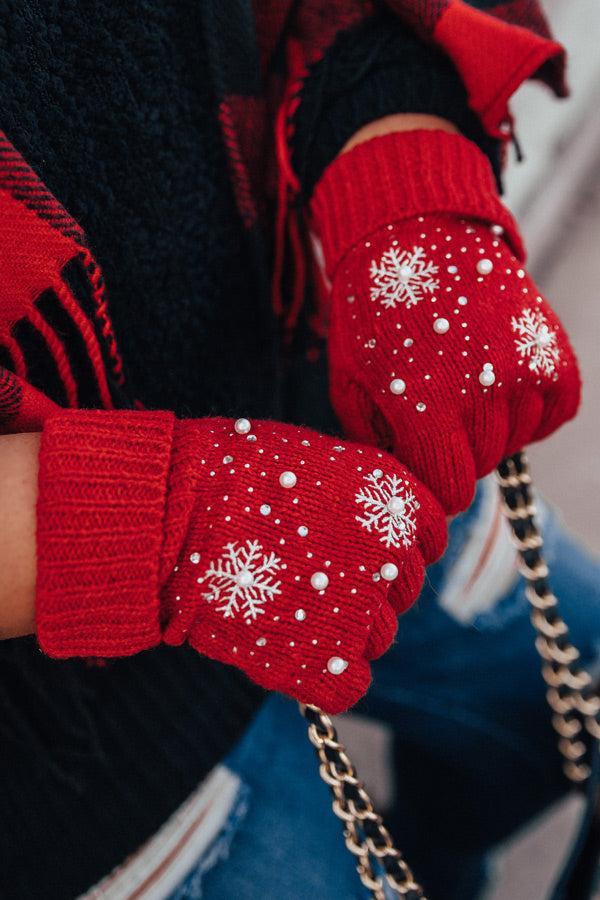 Christmas Cocoa Gloves In Red Product Image