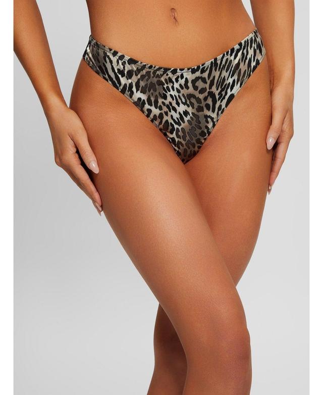 Guess Womens Destiny Satin Brazilian Panty - Abstract leopard Product Image