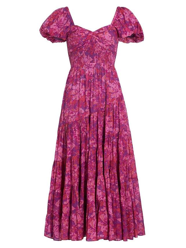 Free People Short Sleeve Sundrenched (Magenta Combo) Women's Dress Product Image