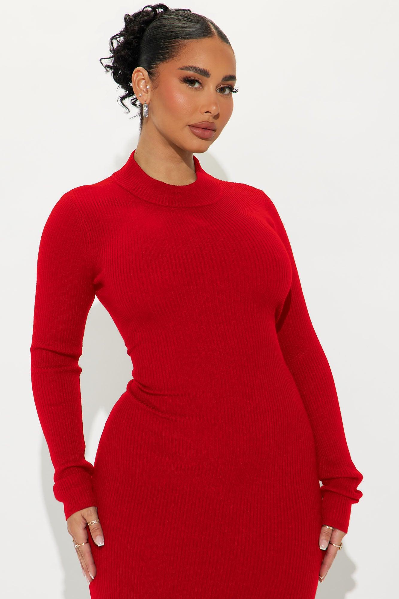 Anna Sweater Maxi Dress - Red Product Image