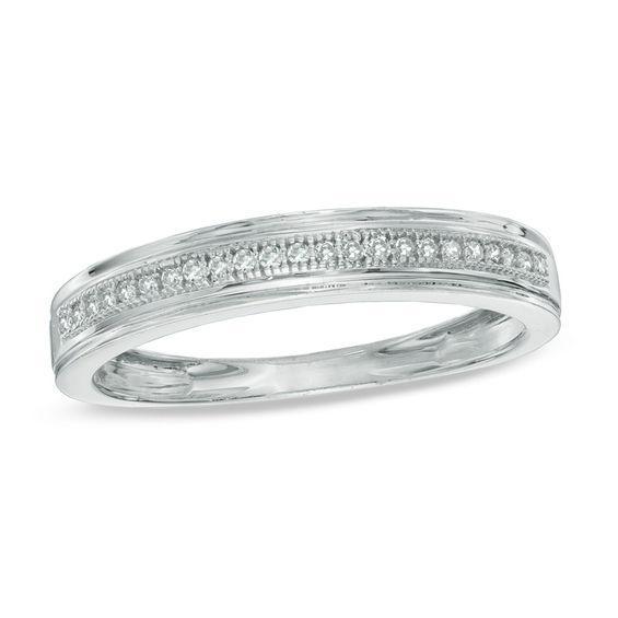 Men's 1/20 CT. T.w. Diamond Wedding Band in 10K White Gold Product Image