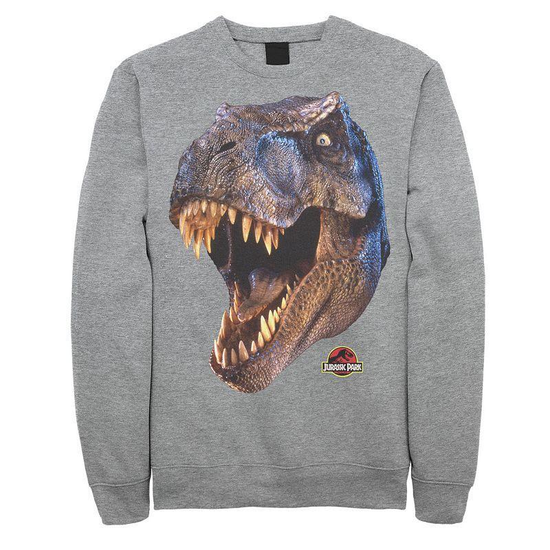 Mens Jurassic Park T-Rex Head Roar Fleece Graphic Pullover Blue Product Image